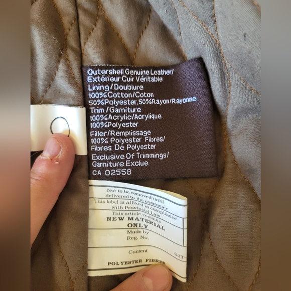 Danier Brown Leather Jacket with Cream Faux Fur Collar, Sizs 2XL - Picture 4 of 5